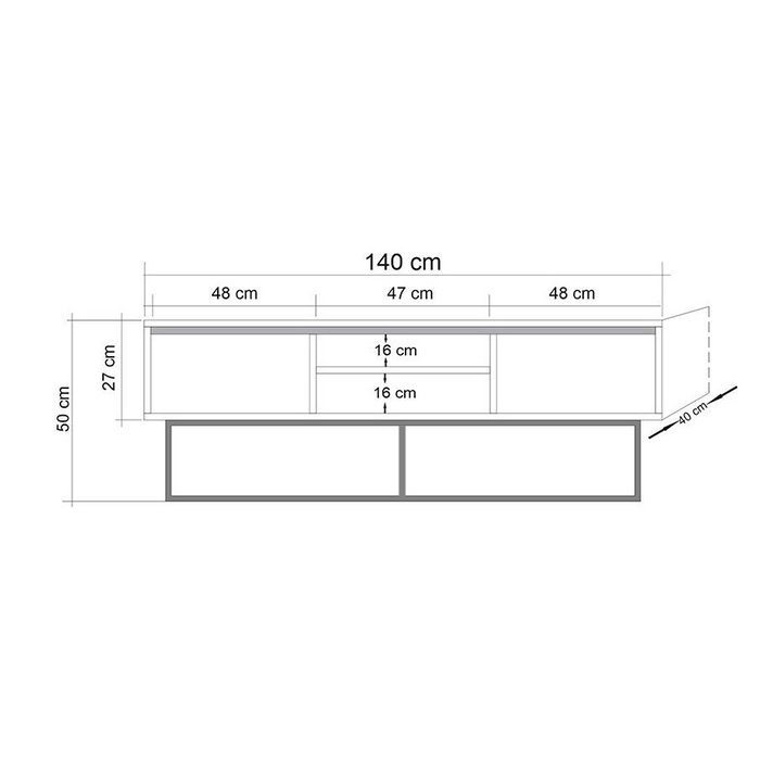 Hanah Home Laxus Takım 3 Conjunto de Muebles de Salón Nogal y Negro